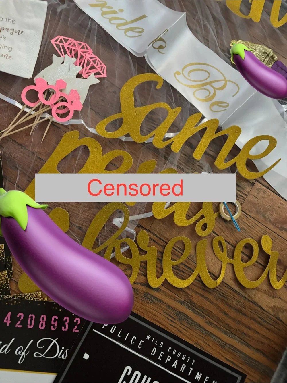 Bride to Be Bachelorette Party Sash and Decorative Signs - White and Gold